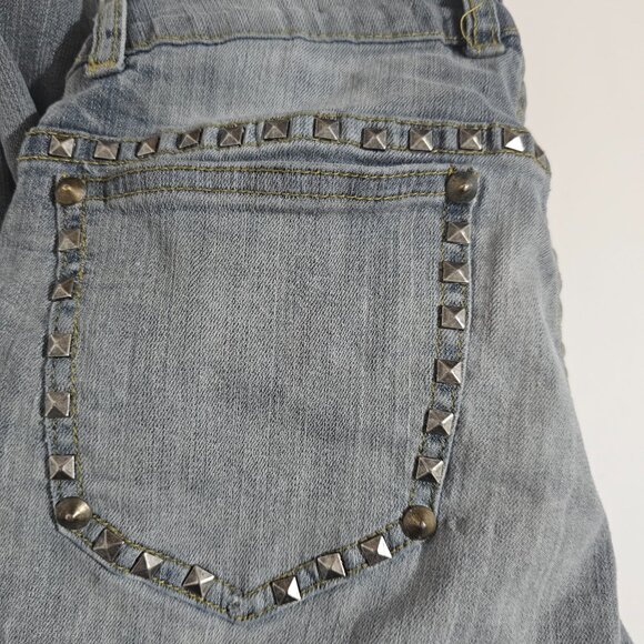 V. Cristina Studded Tapered Blue Jeans, Women's Sz 2, Details Light Distressing - Picture 2 of 7